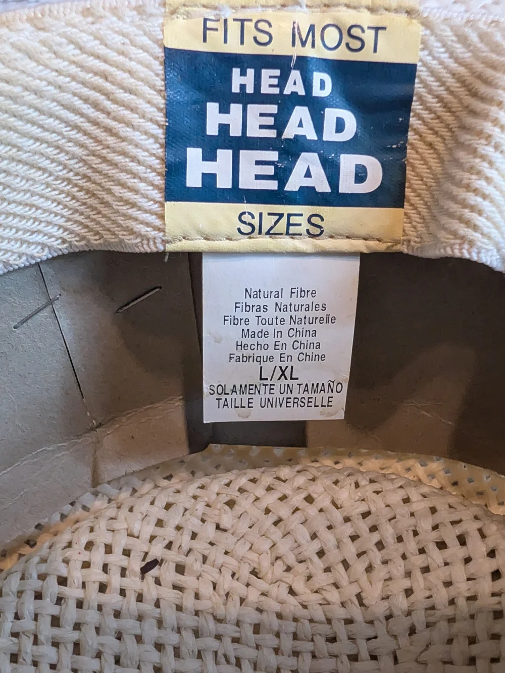 Natural Straw Fedora Sun Hat Wide Brim Black Band L/XL Cottagecore Coastal